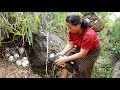 survival skills  -  find duck and egg duck &  by woman - cook in the clay eating  delicious #20