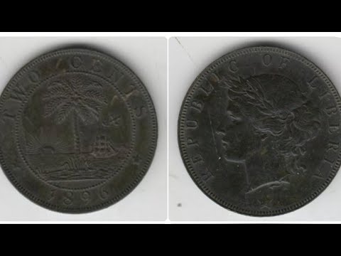 REPUBLIC OF LIBERIA 1896 TWO CENTS Coin VALUE