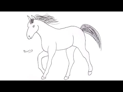 تعليم الرسم للاطفال رسم حصان خطوة بخطوة بالقلم الرصاص بطريقة سهلة وبسيطة