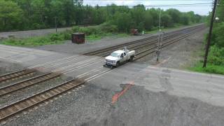 Drone Shot Of CSX Hi-Rail Work Truck At Bayview In Hamburg, NY 5-27-17