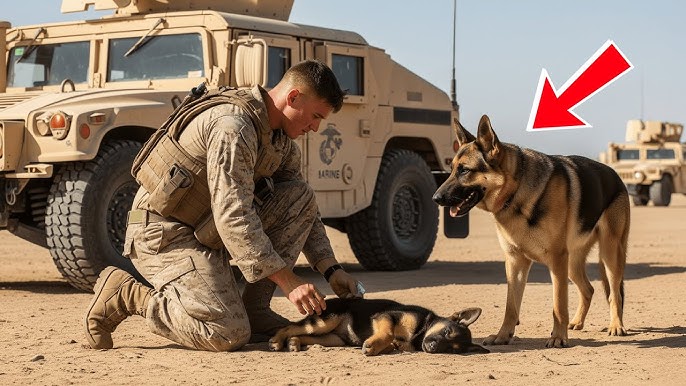 A Crying German Shepherd Carried Her Injured Pup to a U.S. Marine — What  Happened Next Was a Miracle
