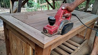 cara membuat meja kayu sederhana minimalis