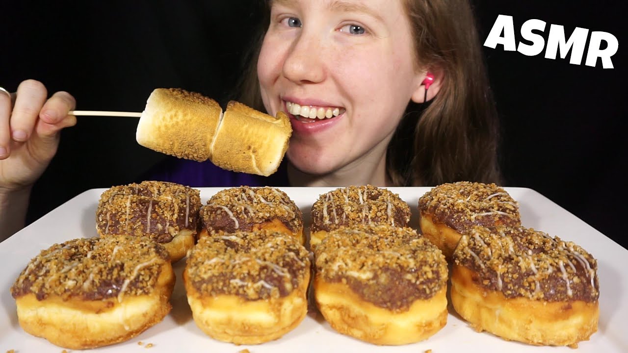 ASMR S'MORES DONUTS & MARSHMALLOW MUKBANG (No Talking) EATING SOUNDS ...