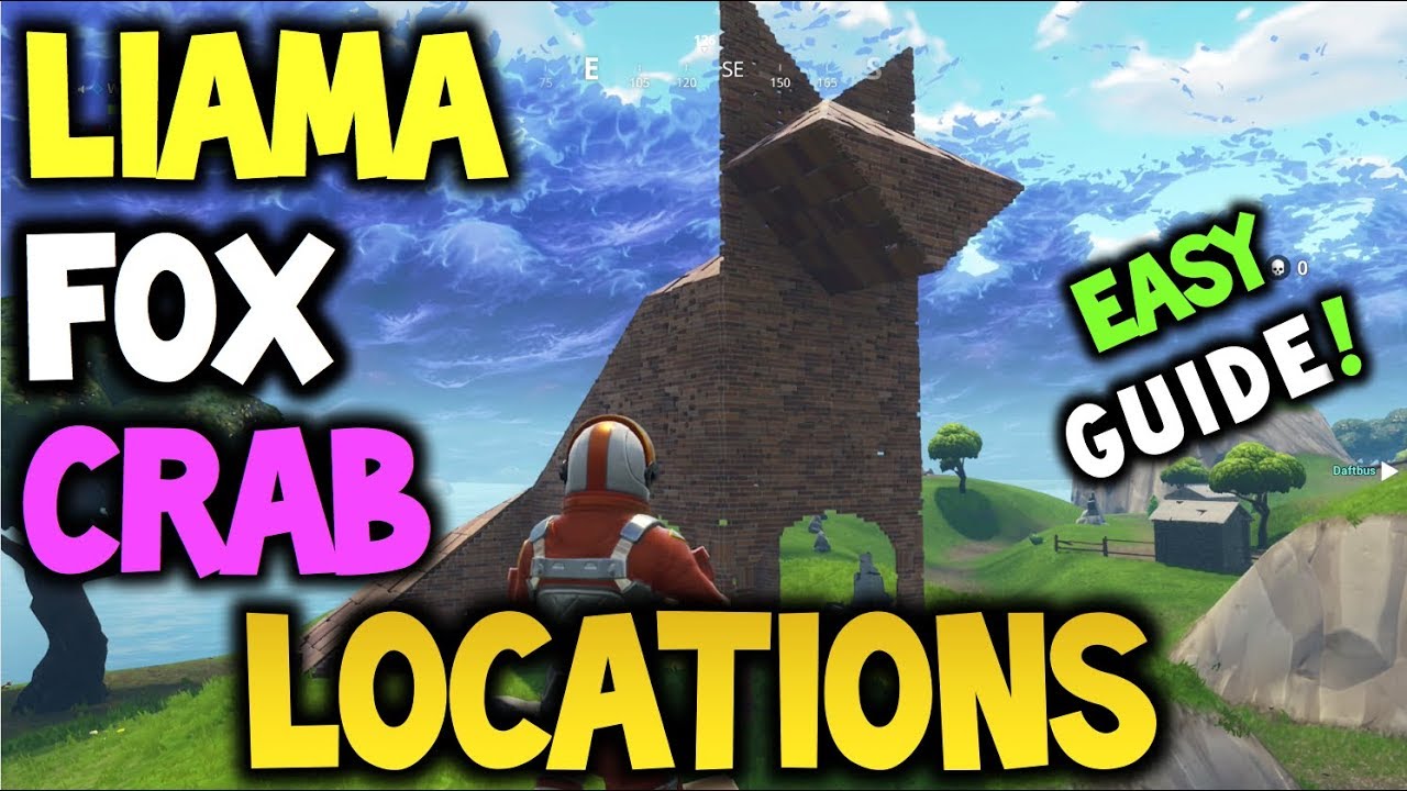fortnite llama fox and crab locations easy guide challenge visit a battle royale - fox location fortnite