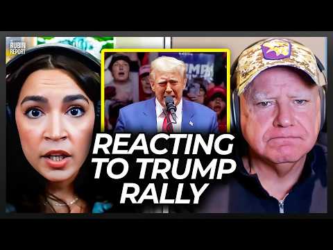 AOC & Tim Walz Watch Trump’s Rally & Their Outrage Is So Fake