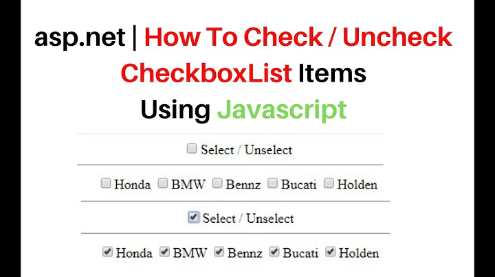 How To check Uncheck All Checkboxs In CheckboxList using javascript asp.net