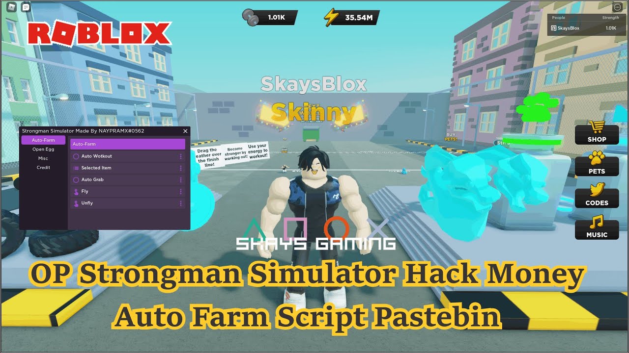 Op Strongman Simulator Hack Money Auto Farm Script Pastebin Youtube - roblox simulator scripts copy and paste