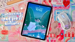 m1 ipad pro 11” space grey unboxing + accessories in 2023 ✨💕 | asmr