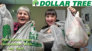 My Mom&#39;s DOLLAR TREE Haul | Plus Bonus Lego Competition With My Dad | Who Will Win?