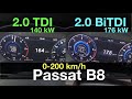 Acceleration Battle | Volkswagen Passat B8 | 2.0 TDI vs 2.0 BiTDI | 140 kw vs 176 kW | 200 km/h