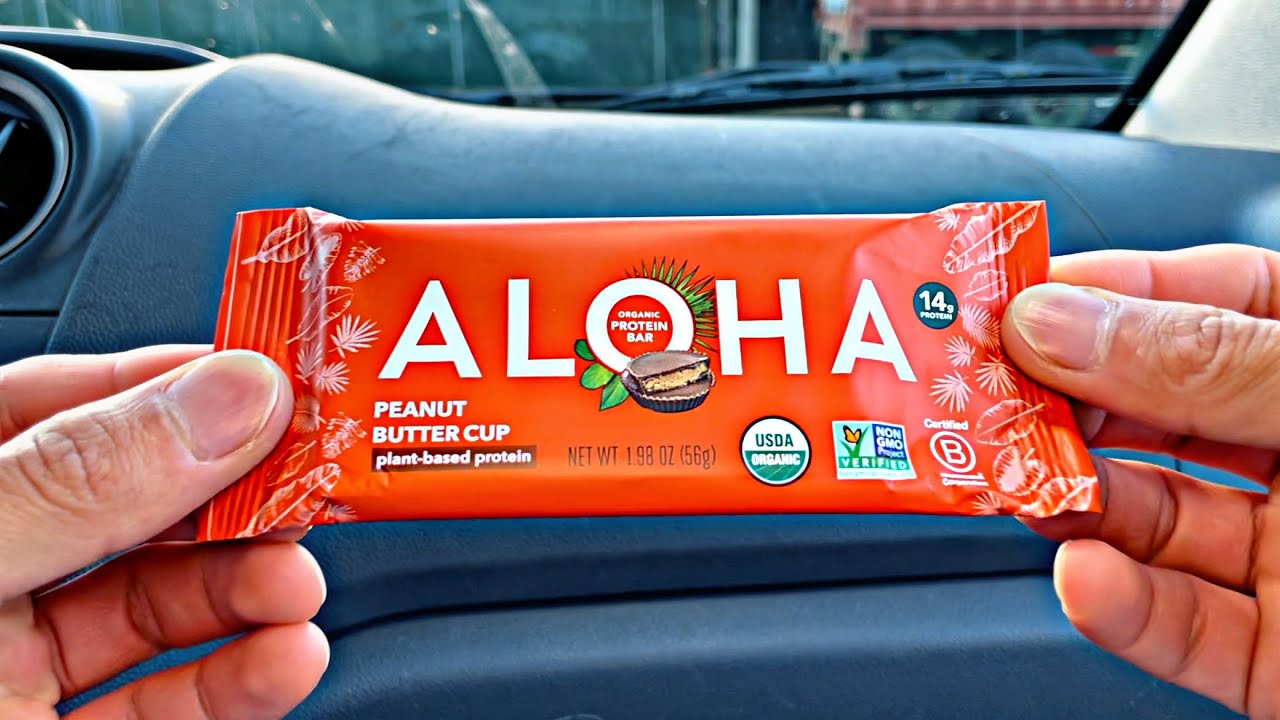 Aloha Peanut Butter Cup Plant Based Protein Bar Organic Food Review