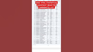 OSSC VITAL STATISTICAL ASSISTANT SELECTED CANDIDATES LIST #ossc