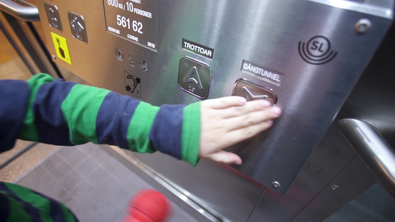 Sweden, Stockholm, Stuvsta train station, 2X automatic KONE elevator