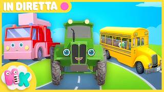 🔴 IN DIRETTA 24/7 🥁🚒 Canzoni sui Veicoli per Bambini 🚌🎶 Il Trattore, le Ruote del Bus... | HeyKids