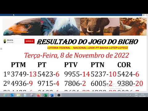 RESULTADO DO JOGO DO BICHO 08/11/2022 NACIONAL-LOOK-RIO-BAHIA-LOTEP-PARATODOS