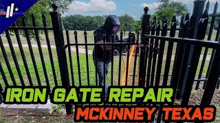 wrought iron gate repair McKinney Texas #homeimprovement #wroughtirongate #inspiredironworks