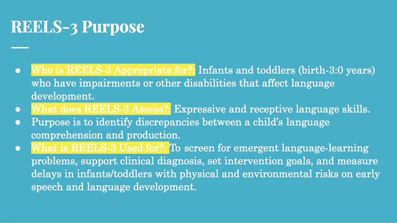 REELS 3 assessment presentation