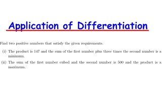 Find 2 numbers whose product is 147 and Sum of first number plus 3 times Second number is a Minimum.