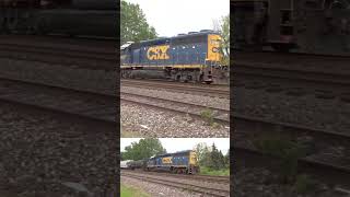 Little Csx Gp40 Pulling A Lot Of Cars Down-The-Line.