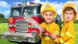 Kids learn about firefighting and help everyone! - funny stories for children