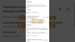 Saving Upwork Jobs  #upworktips #upwork #freelancing