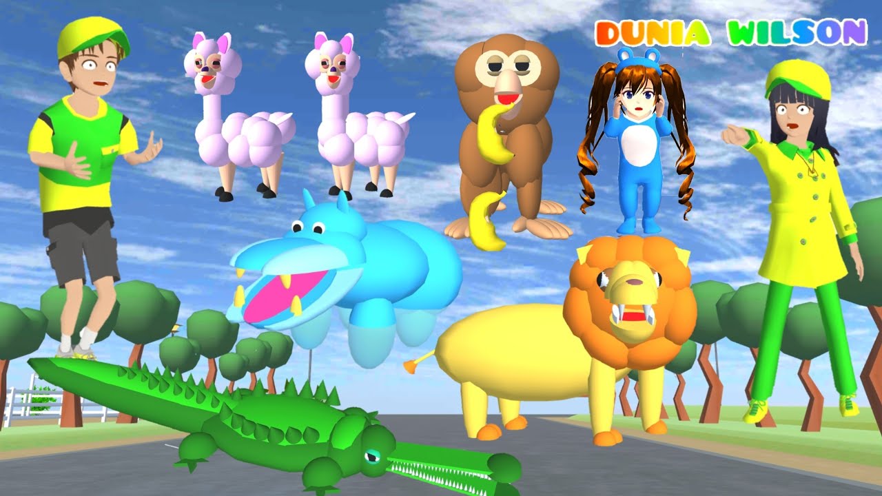 Yuta Mio Cari Singa Lepas Baby Titan Nana Masuk Mulut Buaya Zoo Happy Animal | Sakura School