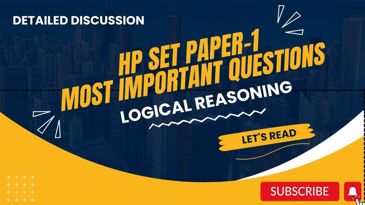 LOGICAL REASONING HP SET PAPER 1 || PRACTICE SET 8 || MOST IMPORTANT QUESTION  || HP SET 2024
