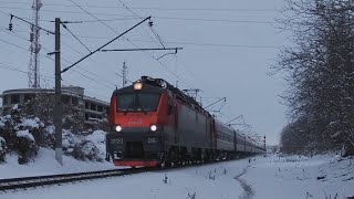 Первый Снег! Электровоз Эп20-019 С Фирменным Поездом Москва - Новороссийск