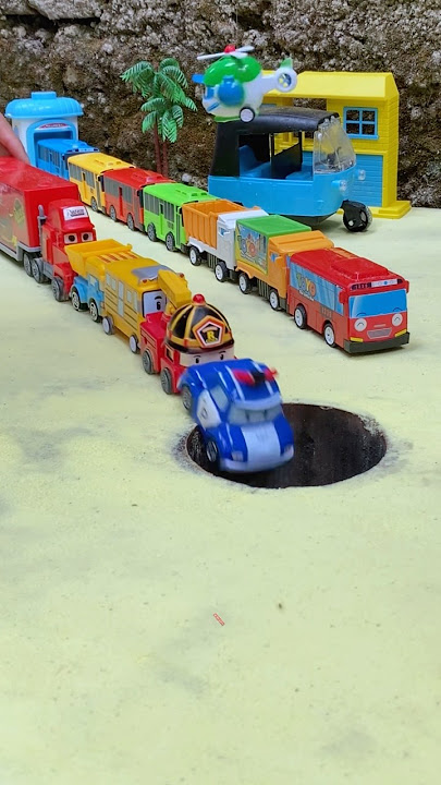 Big Truck Pushing Police Car And Bus Car Into Pit Part 32 #jcb #jcbvideo #tractor #train