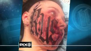 Woman lets boyfriend tattoo his name on her face in bizarre love story