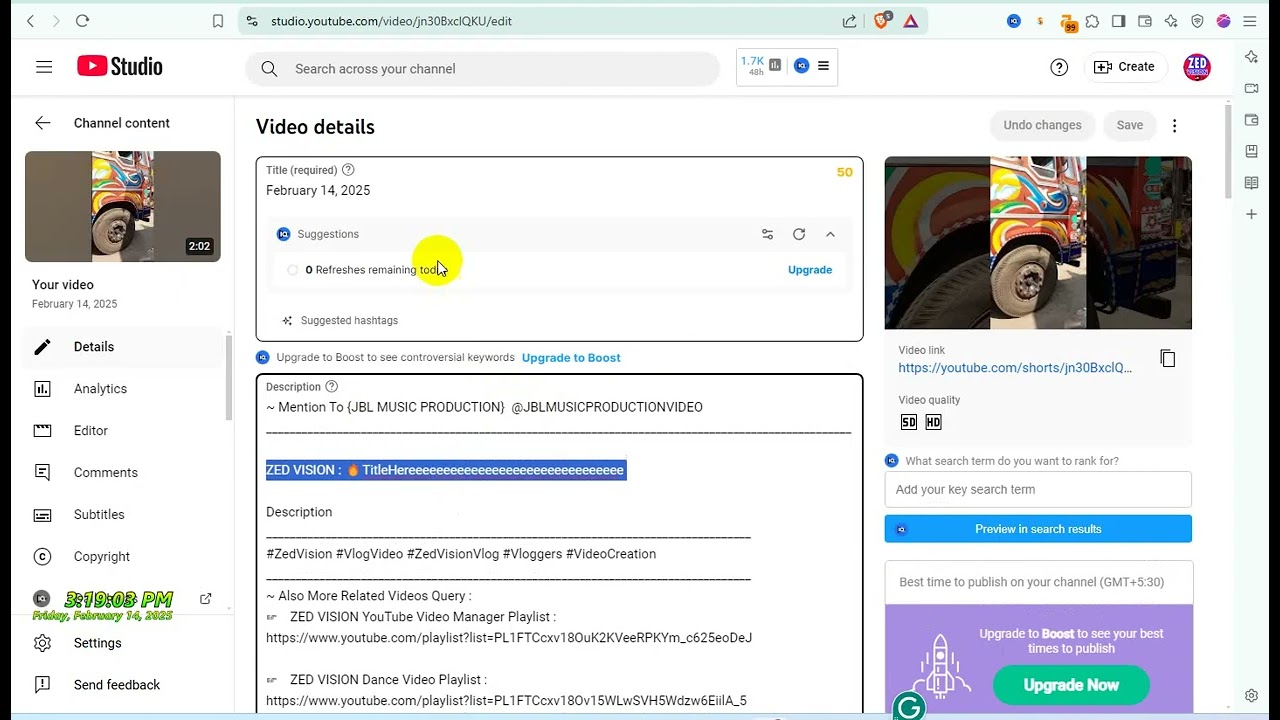 How To YouTube Video Title Tags Description SEO Optimized Customization For Rank Shorts Video