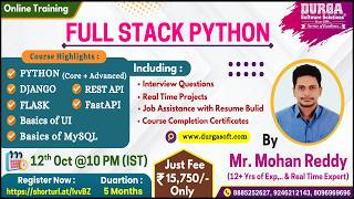 FULL STACK PYTHON Online Training @ DURGASOFT Update