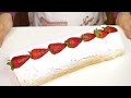 ROTOLO ALLE FRAGOLE E PANNA RICETTA FACILE - Strawberry Roll Cake Easy Recipe