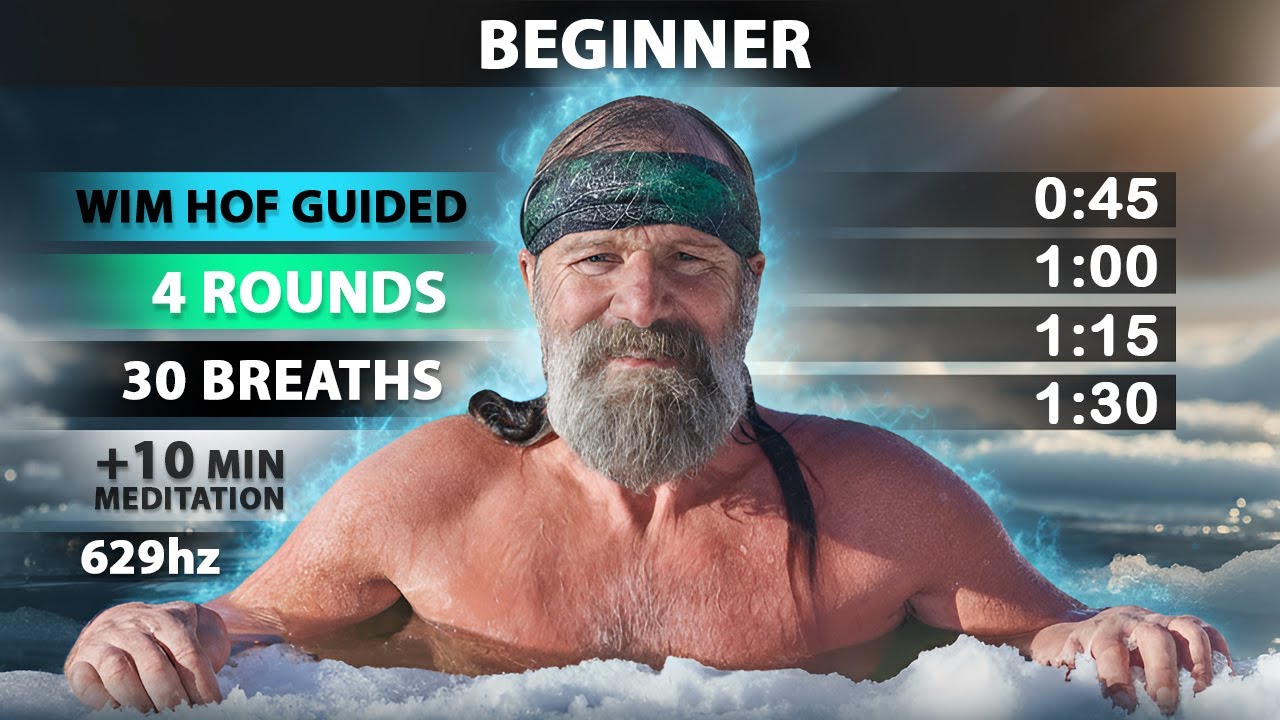 Beginner Wim Hof Guided Breathing | 4 Rounds - 30 Breaths | 10 min Meditation | 629hz