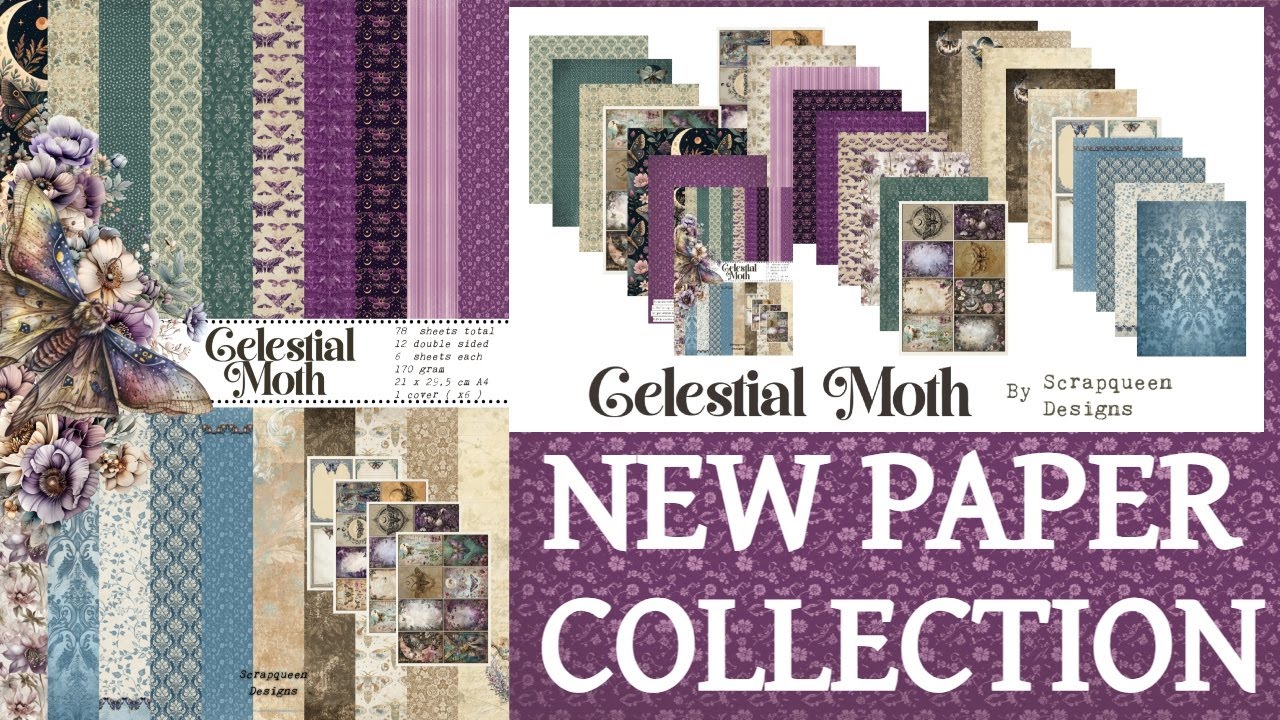 new paper collection CELESTIAL MOTH  reveal scrapqueen designs