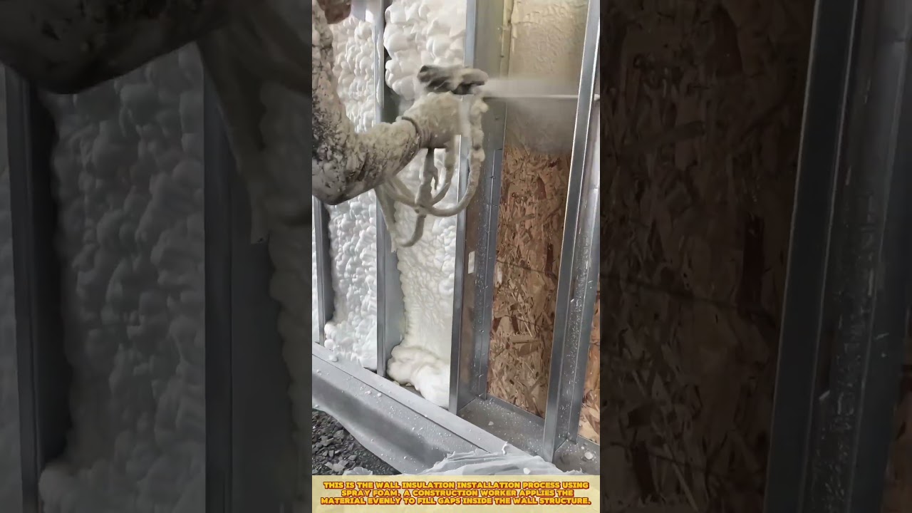 Квалифицированный рабочий наносит пенополиуретановую теплоизоляцию для герметизации полостей в