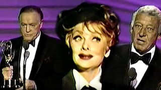 Lucille Ball receives Emmy (posthumously) - 1989 w. Bob Hope & Gary Morton