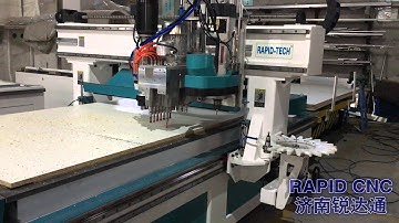 Carousel ATC wood CNC router for cabinet wardrobe door ,Italy boring unit load unload system
