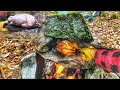 Build PRIMITIVE ROCK OVEN Bushcraft Cooking Roast Cornish Hen Chicken