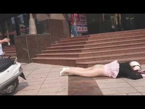 Chinese lady demonstrates her underwear in public