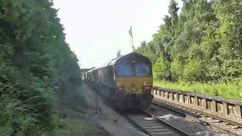 EWS Class 66116 & 66096 & 66134 & 66155 Passing Conisbrough Station
