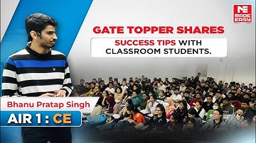 GATE 2024 Top Ranker shares Preparation Strategy |  AIR 1 | CE | Bhanu Pratap Singh | MADE EASY