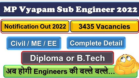 MP Sub Engineer Recruitment 2022 II 3435 Vacancies II Detailed  Notification