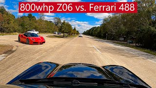 800hp C7 Z06 Walks Away From Brand New Ferrari 488