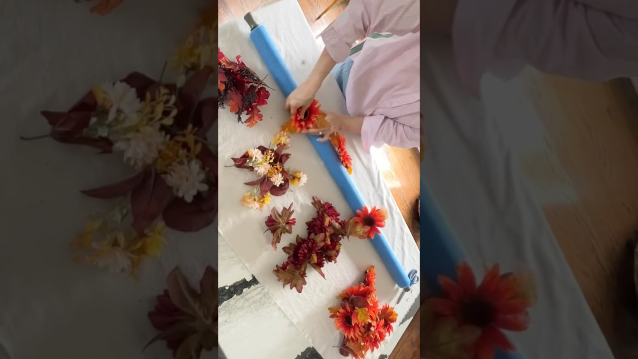 Turn a tension rod & a pool noodle into THIS for fall! 🤯🍂🎃