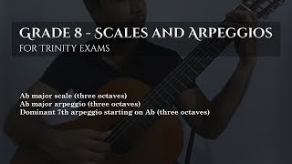 Grade 8 Classical guitar – Ab major scale | Ab major arpeggio | Dominant 7th arpeggio
