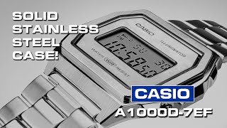 Finally! A solid stainless steel case on Casio's A1000D-7EF. It's newest 