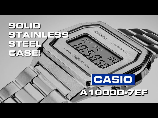 vest Gør gulvet rent Og hold Finally! A solid stainless steel case on Casio's A1000D-7EF. It's newest  "vintage" digital watch. - YouTube