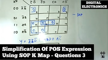 Simplication Of POS Expressions Using SOP K Map | Questions 3 | Karnaugh Map | Digital Electronics