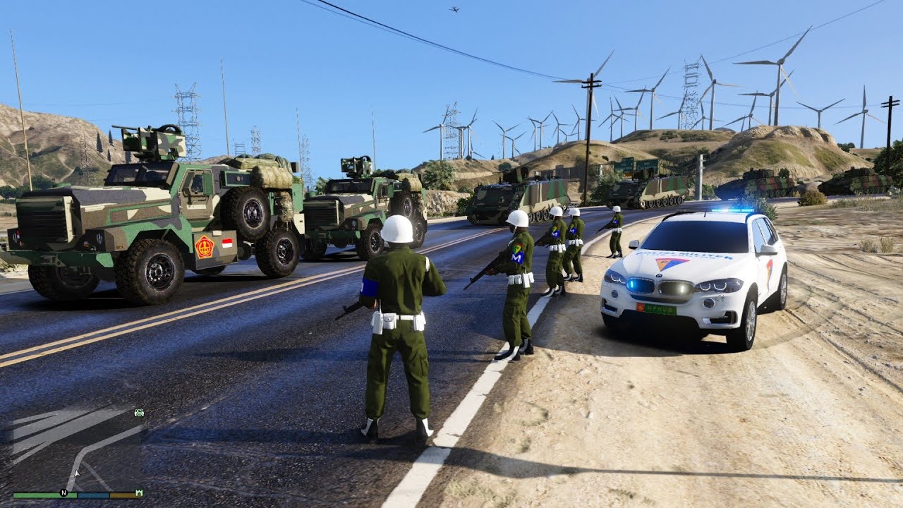 Konvoi Semua Kendaraan Tank Tempur TNI - GTA 5 Mod Polisi Indonesia